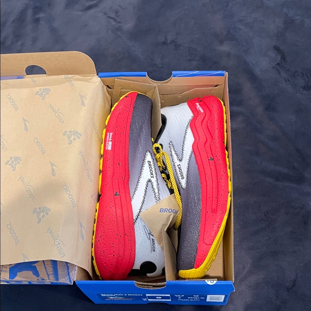 Brooks Red and Yellow Sneakers RunDisney Mickey.